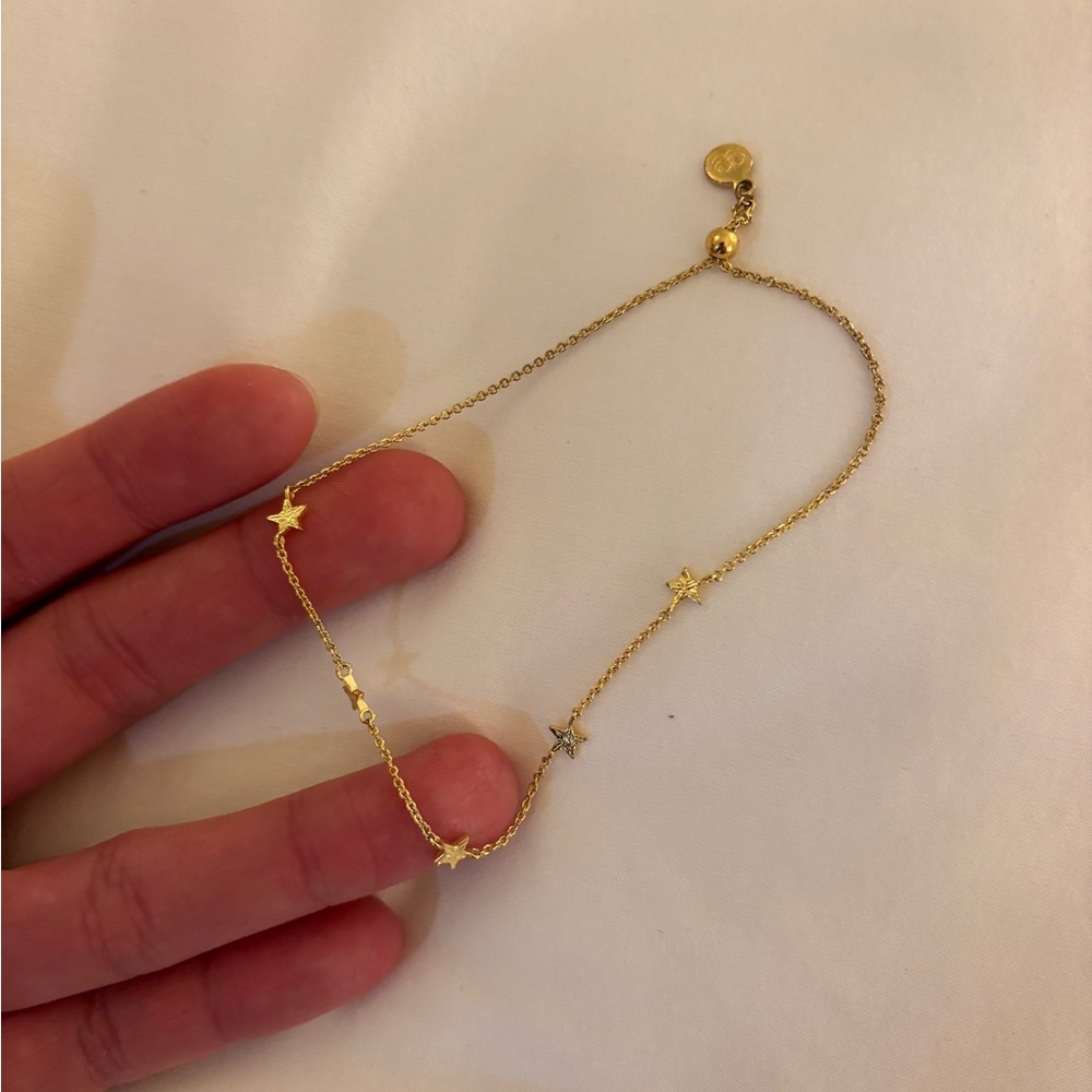 Gorjana Parker chain charm mini star dainty 14k plated Gold Star Charm Bracelet - Picture 2 of 5